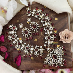 Premium Red Victorian Diamond Neckpiece-VV1882