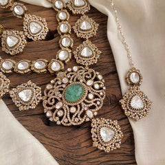 Premium Turquoise Victorian Diamond Neckpiece - VV1388