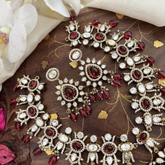 Premium Red Victorian Diamond Neckpiece-VV1882