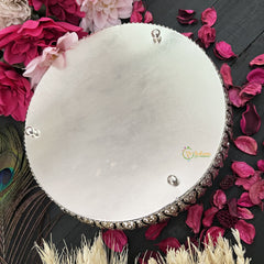 Vriksham Silver Pichwai Tray-Cow Design-Aqua Green-RG179