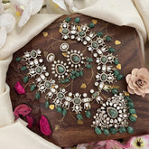 Premium Pastel Green Victorian Diamond Neckpiece-VV1883