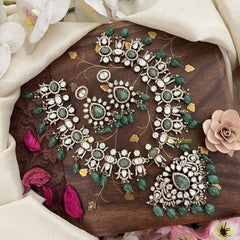 Premium Pastel Green Victorian Diamond Neckpiece-VV1883
