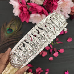 Vriksham Silver Pichwai Tray-Cow Design-Aqua Green-RG179