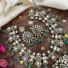 Premium Pastel Green Victorian Diamond Neckpiece-VV1883