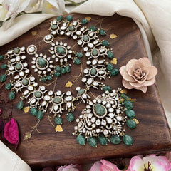 Premium Pastel Green Victorian Diamond Neckpiece-VV1883