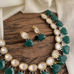 White and Green Mossanite Victorian Diamond Short Neckpiece - VV1386