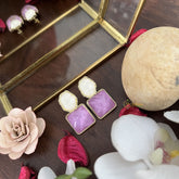 Vriksham Designer Off White Purple Earring-G17734