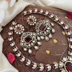 Red Victorian Diamond Short Neckpiece -VV1205