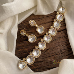 White Mossanite Victorian Diamond High Neckpiece - VV1376