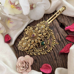 Vriksham Designer Peacock Motif Gold Look Alike Hair Clip-Gold Drop-G20563