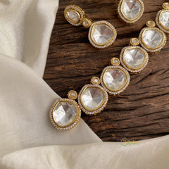 White Mossanite Victorian Diamond High Neckpiece - VV1376