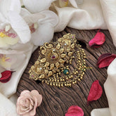 Vriksham Designer Peacock Motif Gold Look Alike Hair Clip-Gold Drop-White-G20566