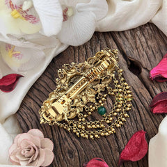 Vriksham Designer Peacock Motif Gold Look Alike Hair Clip-Gold Drop-White-G20566