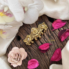 Vriksham Antique Peacock Gold Look Alike AD Stone Hair Clip-Gold Bead-G20565