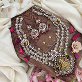 Layered Lakshmi Victorian Diamond Neckpiece -Red -VV1889