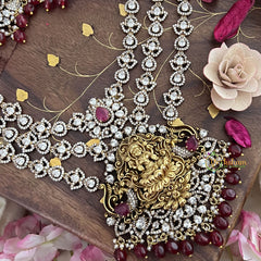 Layered Lakshmi Victorian Diamond Neckpiece -Red -VV1889