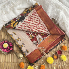 Black Kalamkari Saree with Nizam Border-VS4147