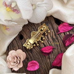 Vriksham Antique Peacock Gold Look Alike AD Stone Hair Clip-Gold Bead-G20565