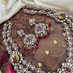 Layered Lakshmi Victorian Diamond Neckpiece -Red -VV1889