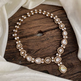 Gold alike Mossanite Victorian Diamond Short Neckpiece - White - VV1385