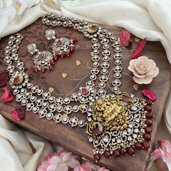 Layered Lakshmi Victorian Diamond Neckpiece -Red -VV1889