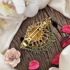 Vriksham Elegant Peacock Gold Look Alike Hair Clip-Red Green-Green Drop-G20564