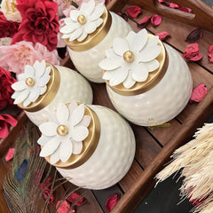 Vriksham White Metal Jar Big (Pack of 4)-RG174