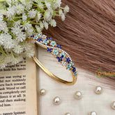 Vriksham Intricate Blue & Teal Floral Hinged Open-Style Bracelet-G21894