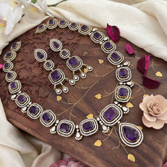 Premium Purple Victorian Diamond Pendant Neckpiece - VV1337