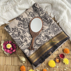 Black Kalamkari Saree with Nizam Border-VS4153