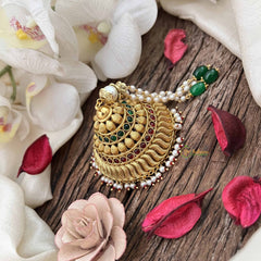 Vriksham South Style Tamil Iyengar Golden Red Green With Pearls Coted Andal Kondai-G20560