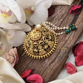 Vriksham Lakshmi Style Tamil Iyengar Golden Red Green With Pearls Coted Andal Kondai-G20561