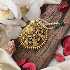 Vriksham Lakshmi Style Tamil Iyengar Golden Red Green With Pearls Coted Andal Kondai-G20561