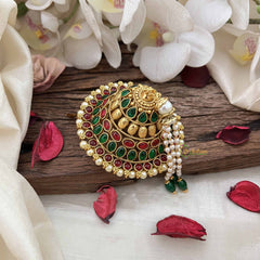 Vriksham Traditional Tamil Iyengar Red Green With Pearls Coted Andal Kondai-G20557