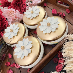 Vriksham White Metal Jar Medium (Pack of 4)-RG175