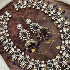 Premium Purple Victorian Diamond Long Neckpiece-VV1865