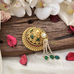 Vriksham Lakshmi Tamil Iyengar Golden Red Green With Pearls Coted Andal Kondai-G20559