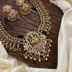 Premium AD Stone Mayil Lakshmi Haram-Gold Bead-G14130