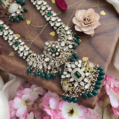 Victorian Diamond Elephant Pendant Neckpiece-Green-VV1867