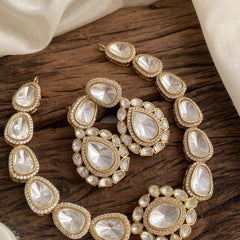 White Mossanite Victorian Diamond Short Pendant Neckpiece - VV1382