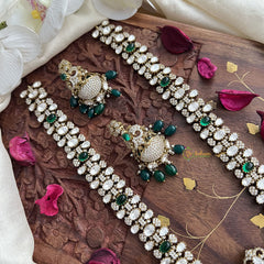 Victorian Diamond Elephant Pendant Neckpiece-Green-VV1867