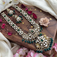 Victorian Diamond Elephant Pendant Neckpiece-Green-VV1867