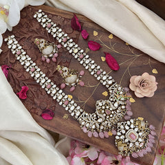 Victorian Diamond Elephant Pendant Neckpiece-Baby Pink-VV1886