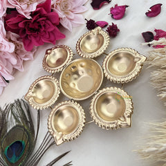 Vriksham Home Décor Golden Metal Handcrafted Designer Diya/Urli-RG161