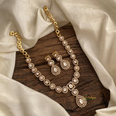 Gold alike Mossanite Victorian Diamond Short Neckpiece - VV1384