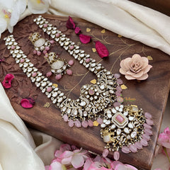 Victorian Diamond Elephant Pendant Neckpiece-Baby Pink-VV1886