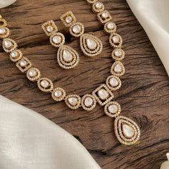 Gold alike Mossanite Victorian Diamond Short Neckpiece - VV1384