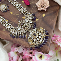 Victorian Diamond Elephant Pendant Neckpiece-Purple-VV1869