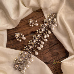 Mossanite Victorian Diamond High Neckpiece WIth Beads - VV1333