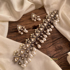 Mossanite Victorian Diamond High Neckpiece WIth Beads - VV1333